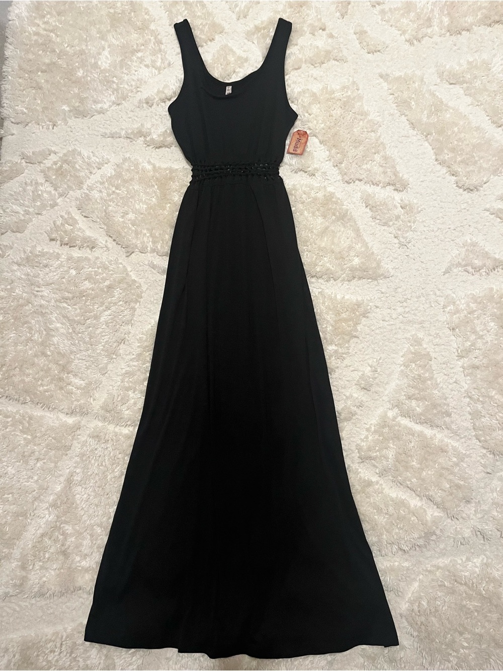 Mudd Black Sleeveless Maxi Dress with Braided Waistband